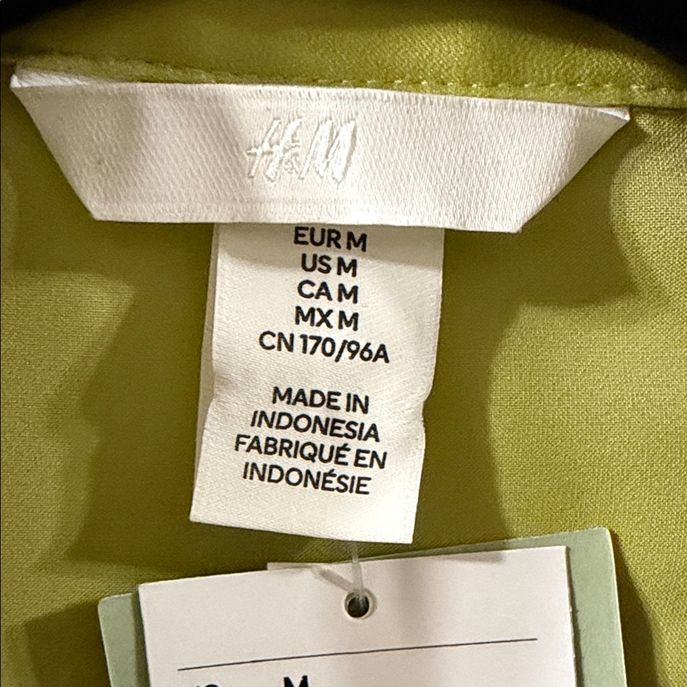 H&M Chartreuse Green Shirt Dress with Tie - Picture 2 of 4